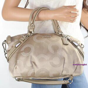 Coach Madison Dotted OP Art  Khaki Shoulder Bag or Handbag